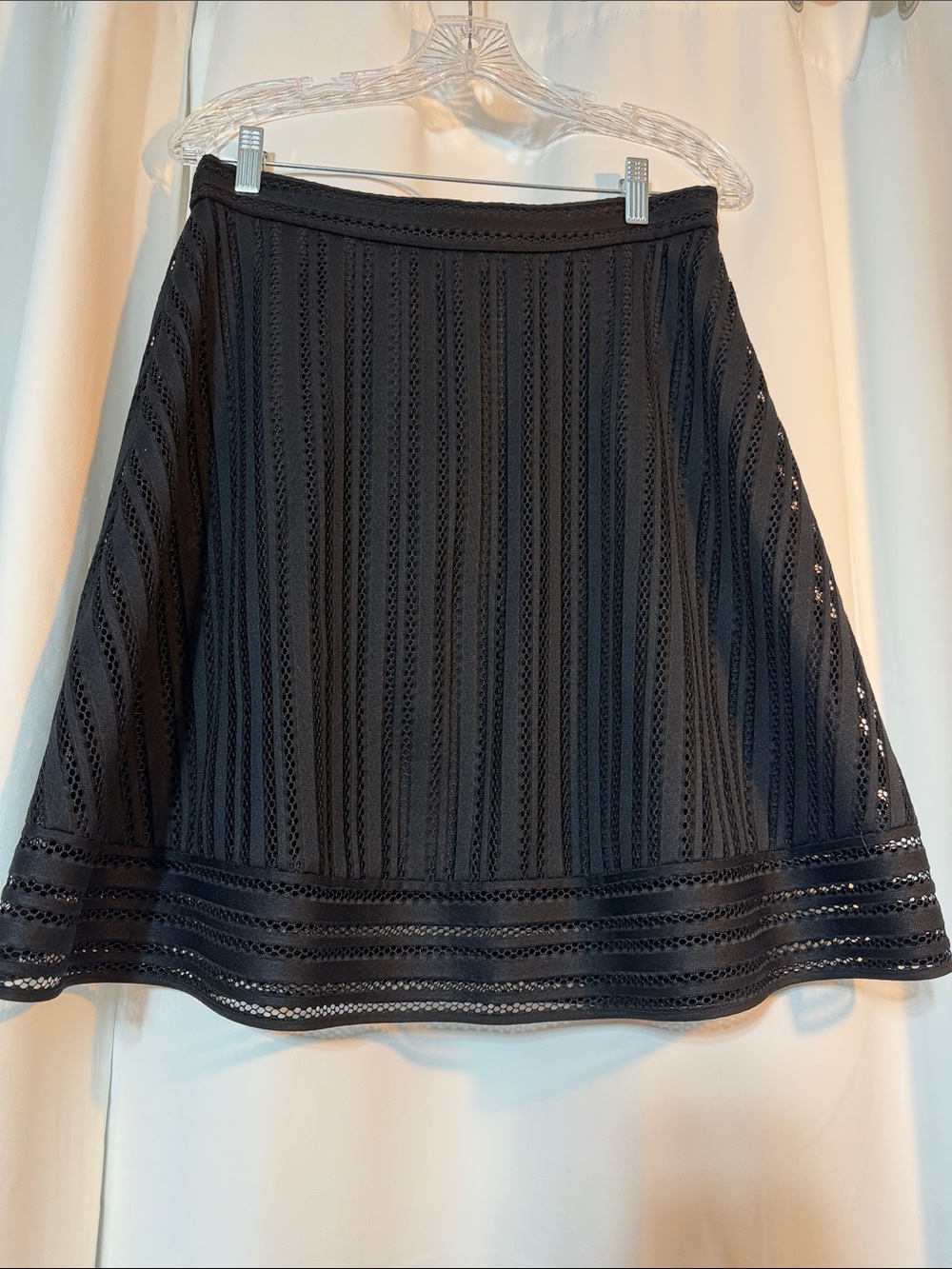 J. Crew Black Lace Striped Eyelet Whimsigoth Mini Skirt 8 B13